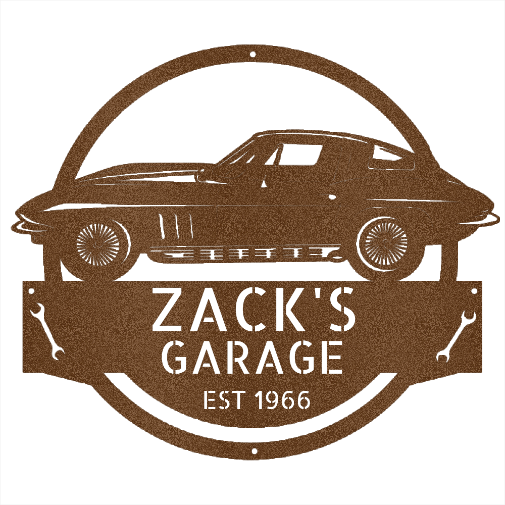 Copper / 12 1966 Corvette L79 Garage Sign – Personalized Metal Car Wall Art for Garage or Workshop