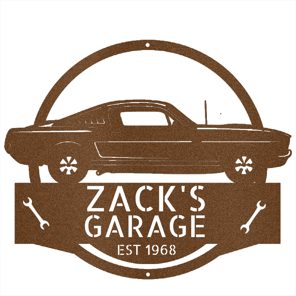 Copper / 12 1966 Mustang Shelby Garage Sign – Personalized Metal Garage Wall Art for Car Lovers
