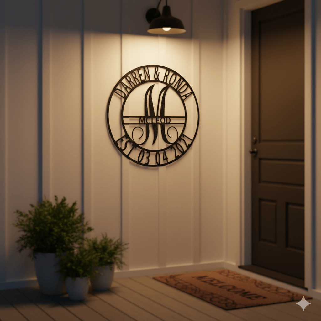 Custom Personalized Family Name Metal Sign – Custom Monogram & Established Date