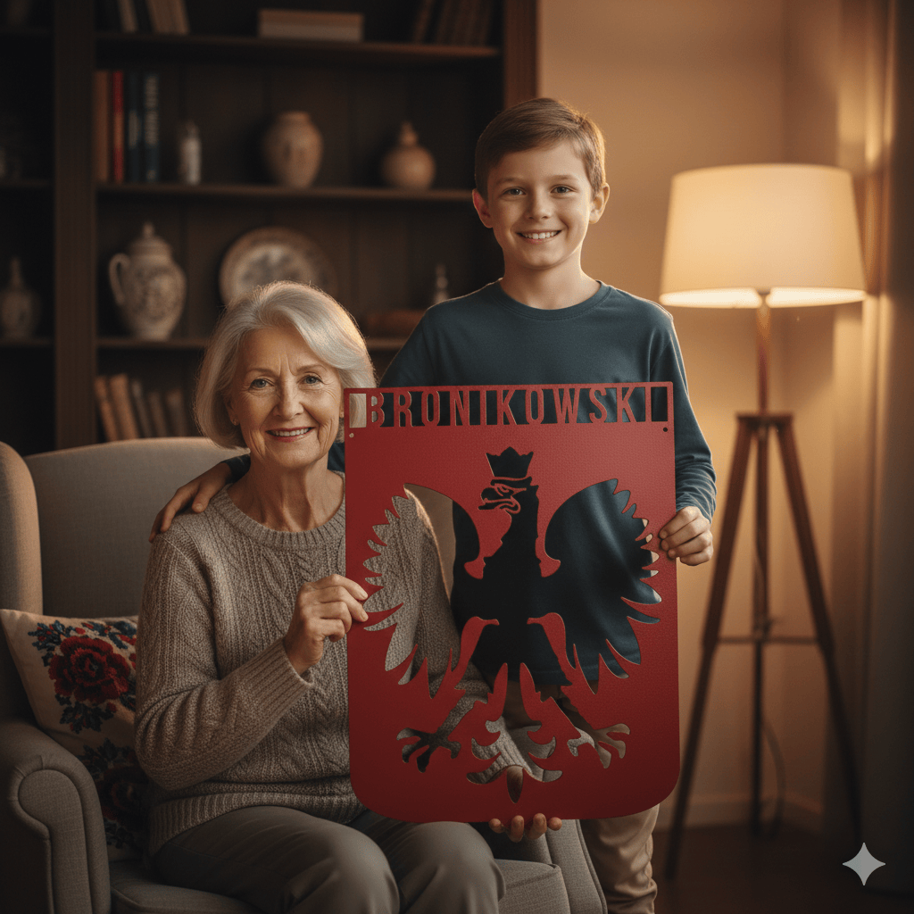 Metal Sign Polish Eagle Monogram Steel Sign – Personalized Family Name Wall Art