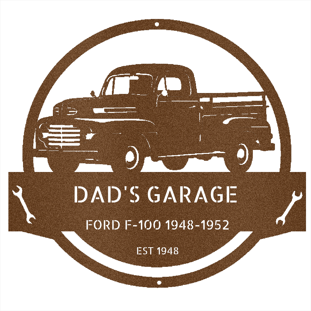 Copper / 12 Personalized Ford F-100 Garage Sign – Custom Gift for Him