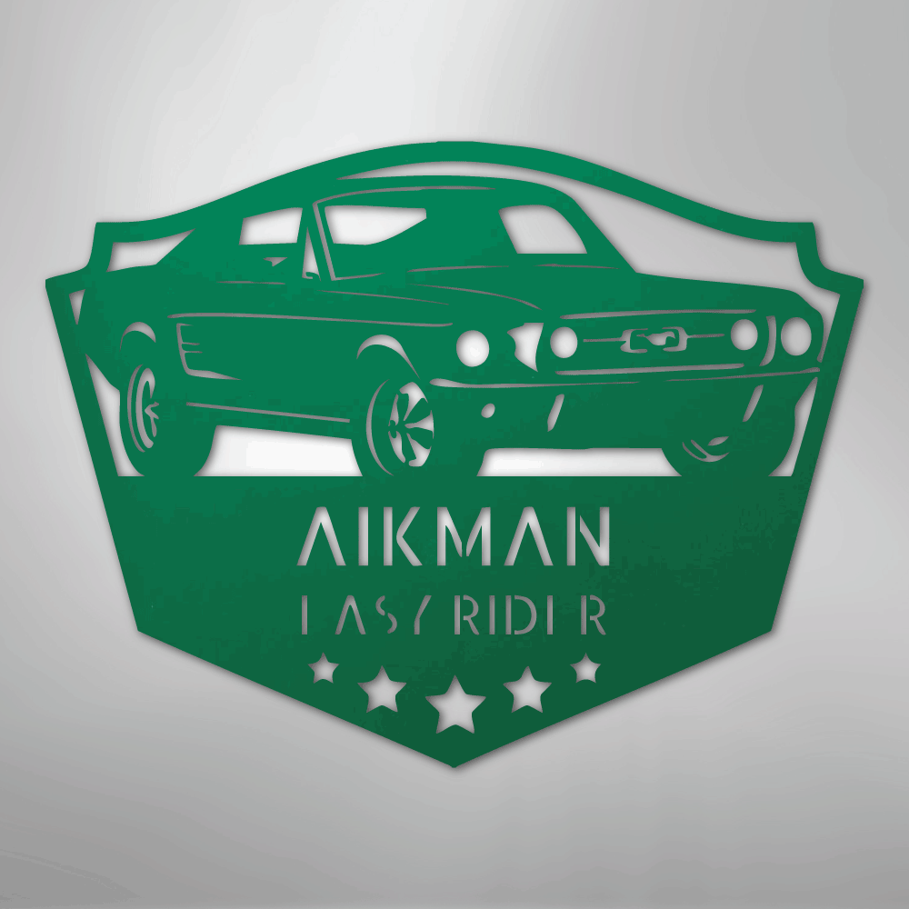 Steel Sign Green / 24" Mustang Fastback Metal Sign β Personalized Classic Car Garage