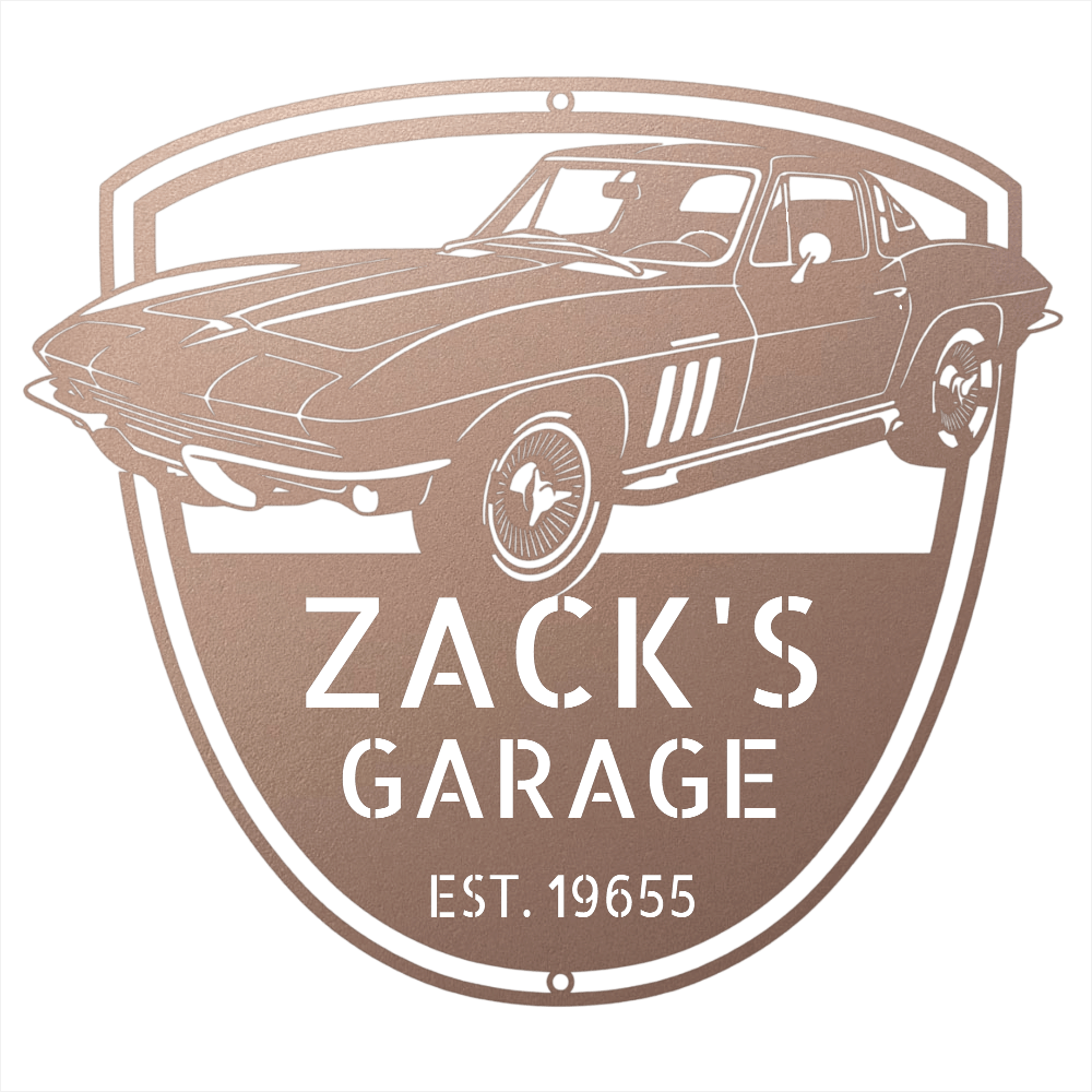 Steel Sign Rose / 12 Personalized 1965 Corvette Garage Sign | Classic Car Metal Wall Art