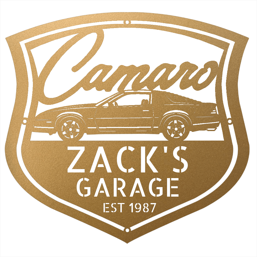 Steel Sign Gold / 12 Personalized 1987 Camaro Z28 Garage Sign | Third Gen Metal Wall Art