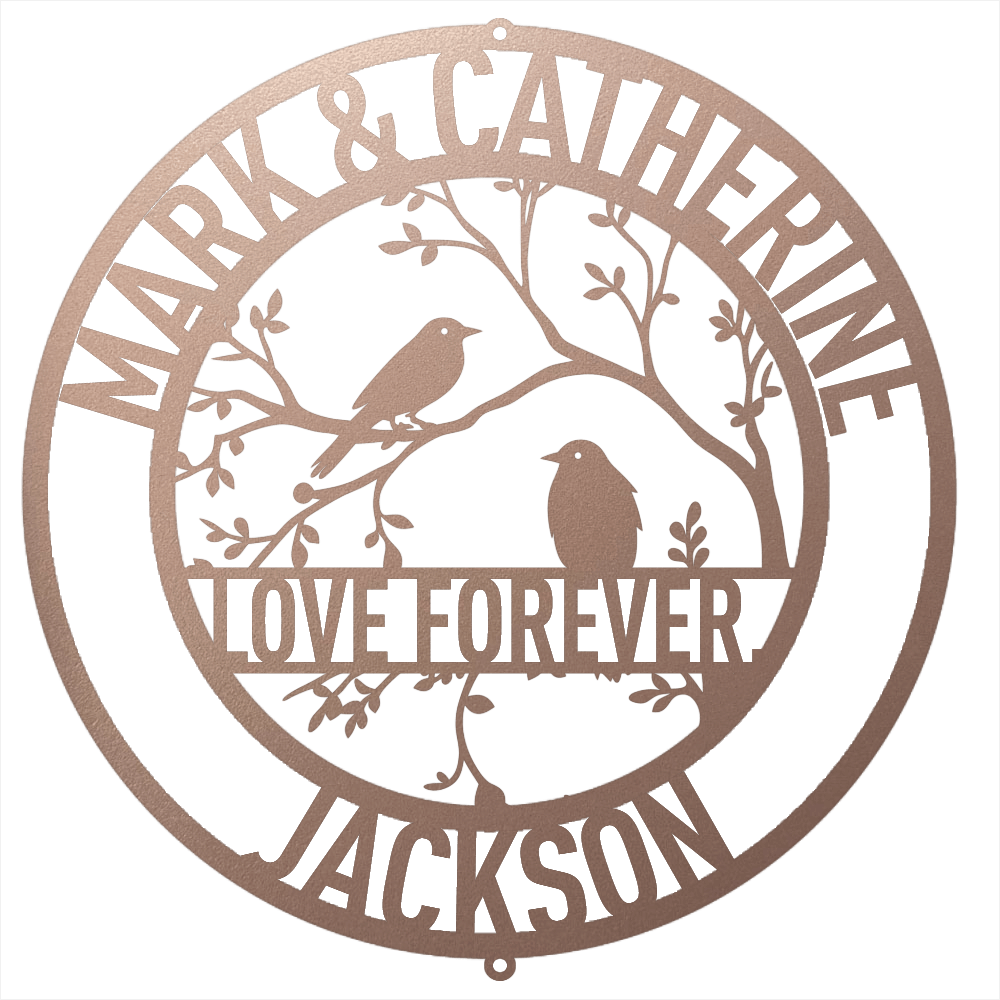 Steel Sign Rose / 12 Personalized Love Birds Metal Wall Art – Custom Name & Message