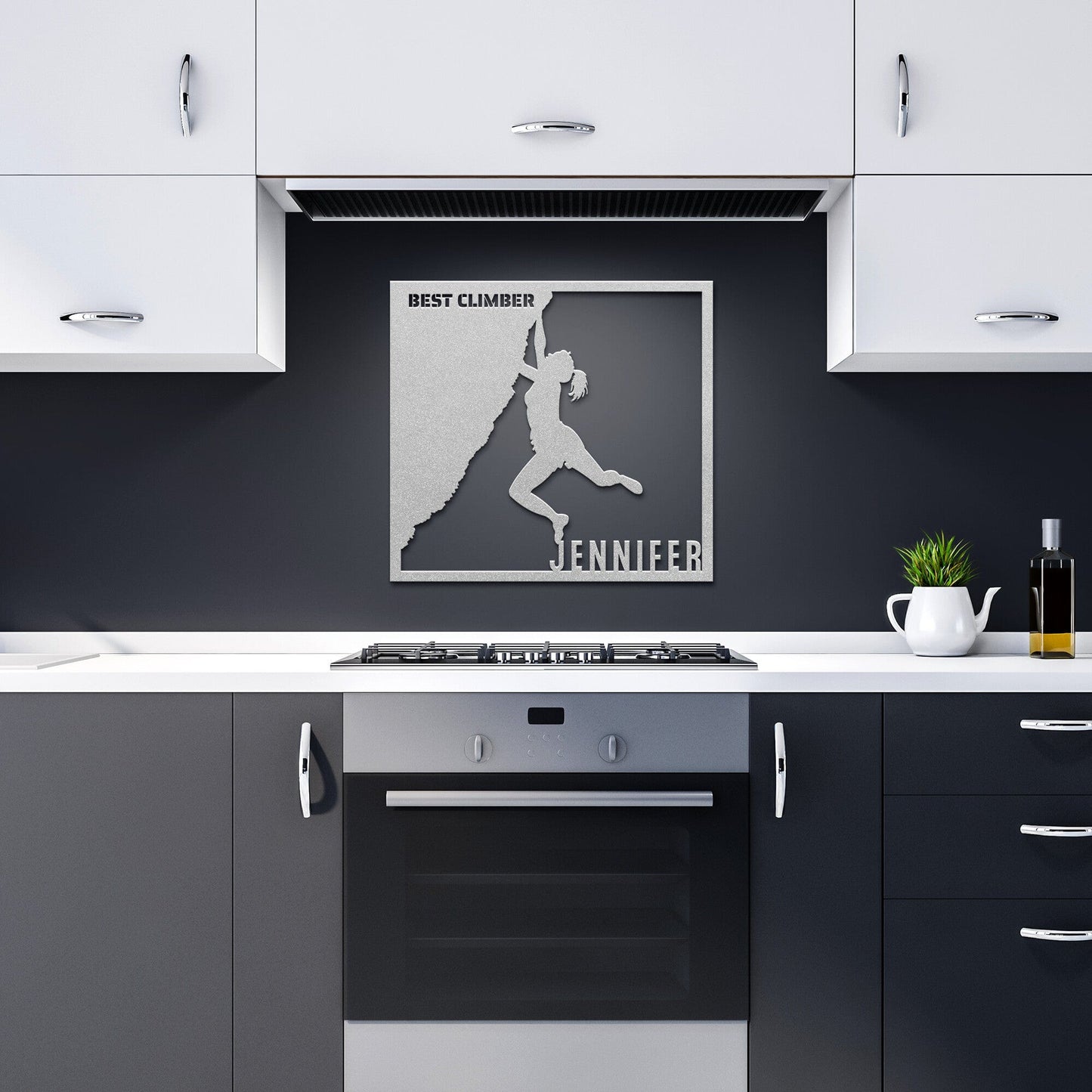 Wall Art Silver / 12 Inch BOULDERER STEEL SIGN - Customized Climber Monogram Wall Art Home Decor