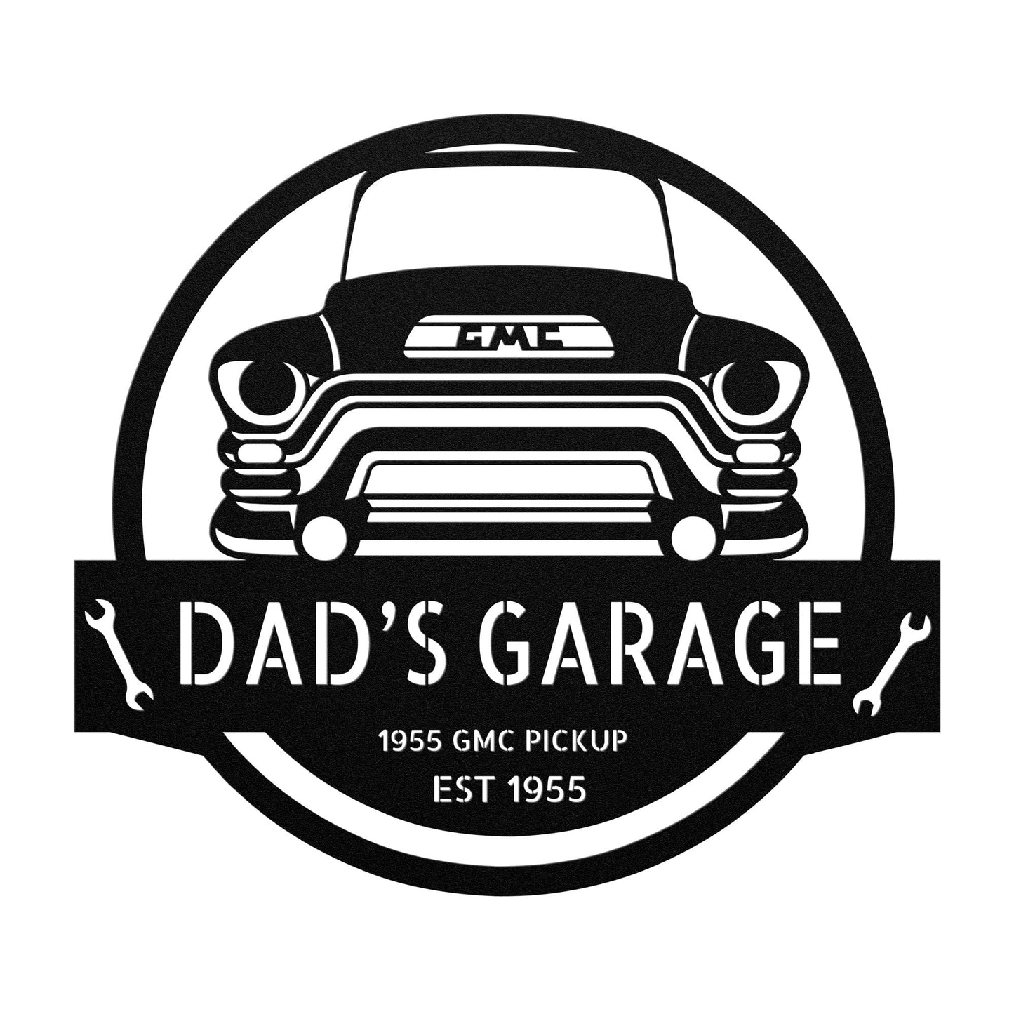 Wall Art CAR MONOGRAM sign Customized Car Est 1955 GMC Pickup Monogram Wall Art Home Decor Gift for Dad Garage Sign