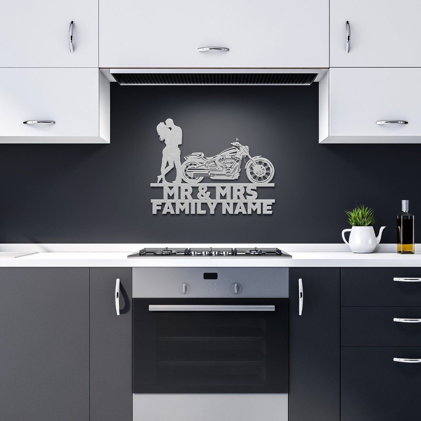 Wall Art Silver / 12 Inch Mr&Mrs Harley-Davidson couple SET 17