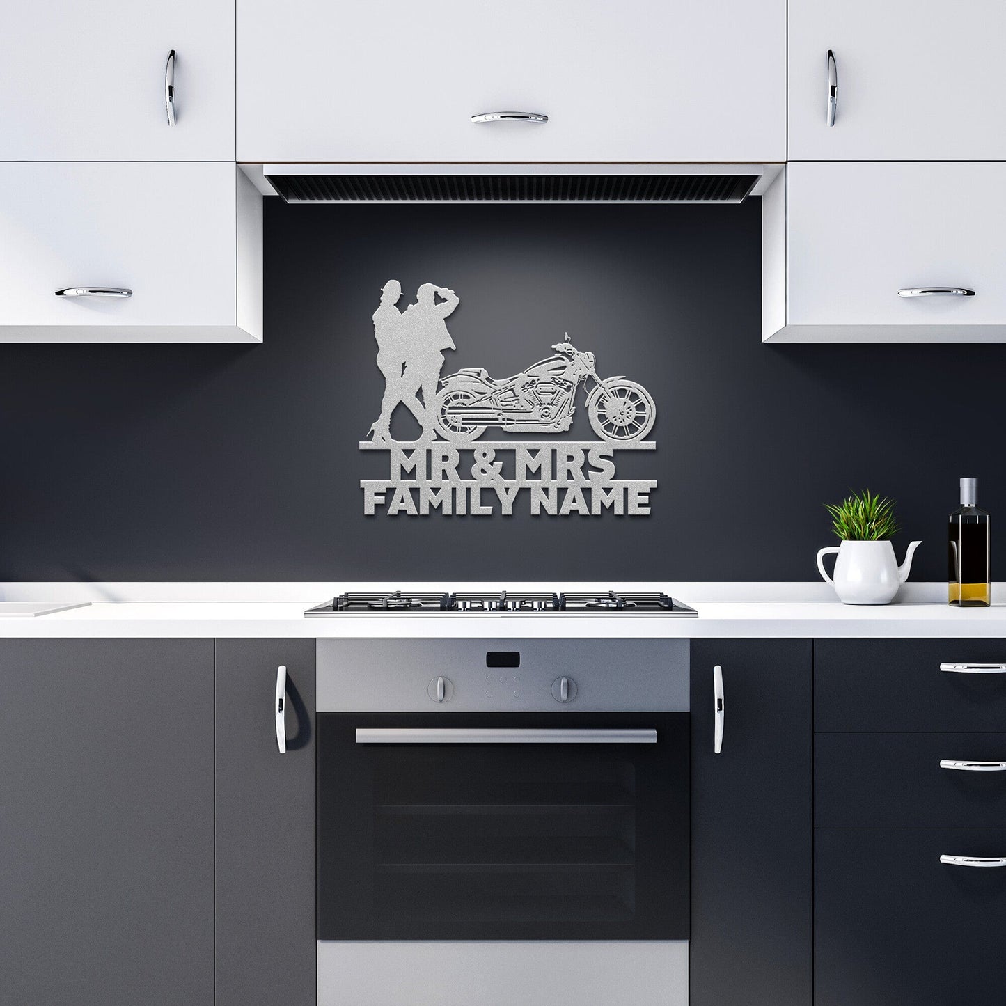 Wall Art Silver / 12 Inch Mr&Mrs Harley-Davidson couple SET 8