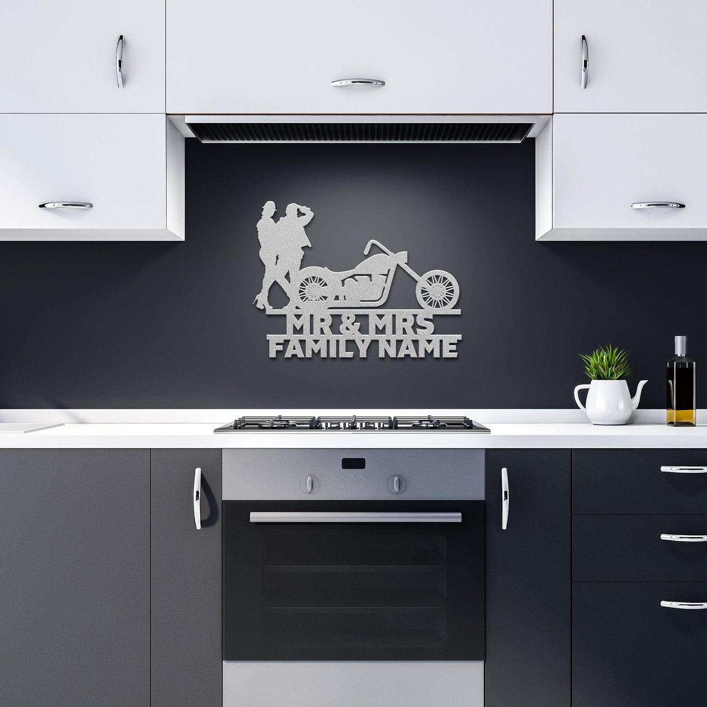 Wall Art Silver / 12 Inch Mr&Mrs Harley-Davidson couple SET6