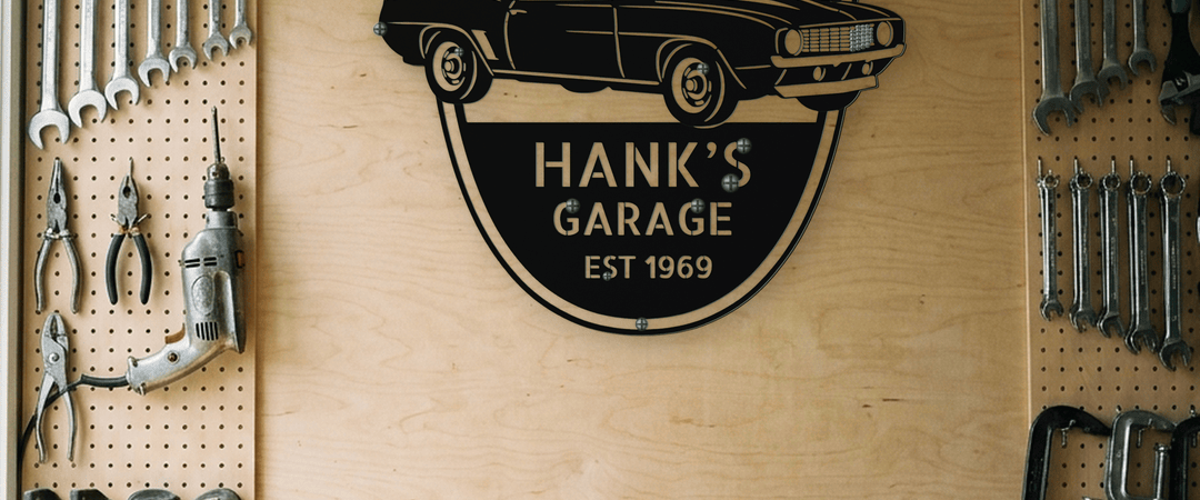 Personalized 1969 Camaro Z28 metal garage sign in powder coated steel