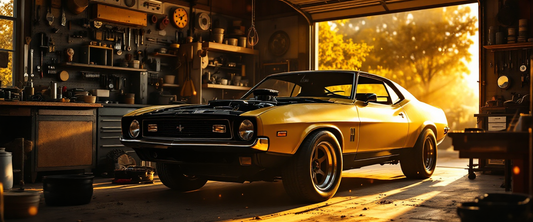 Cinematic muscle car restoration garage — Muscle Car Restoration in 2026