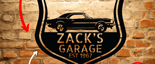 Personalized 1968 Camaro side profile metal garage sign in powder coated steel