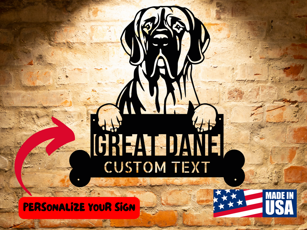 Customizable GREAT DANE Dog Metal Wall Art.