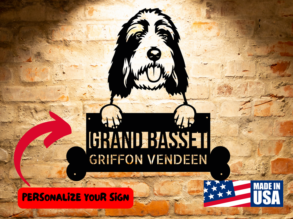 Personalized GRAND BASSET GRIFFON Breed Metal Art sign, High-Quality Home Accent, Ideal for Pet Owners, Unique Dog Lover Gift.