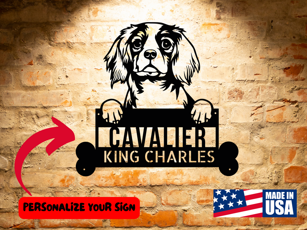 Handcrafted Personalized Cavalier King Charles Dog Name Sign Home Decor, Wall Art Gift for Cavalier King Charles Lovers.