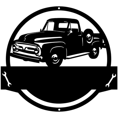 a black and white image of a pickup truck