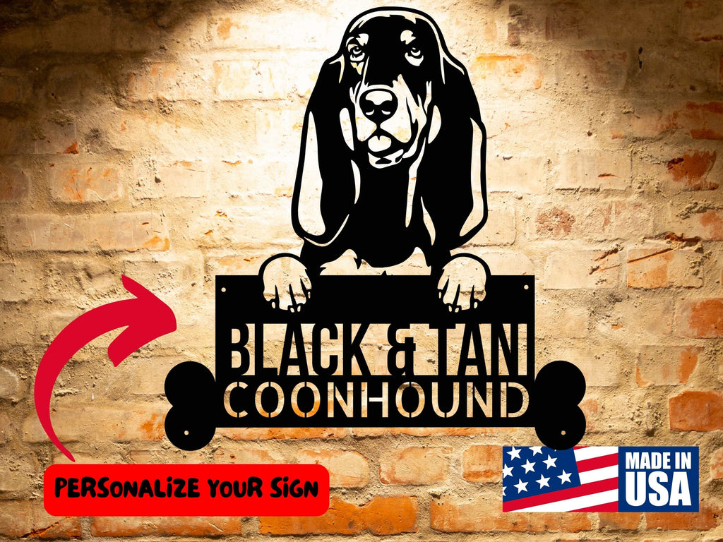 Personalized Personalized Black and Tan Coonhound Dog Sign, Custom Dog Wall Art, Unique Home Decor, Customized Gift for Pet Lovers dog sign.