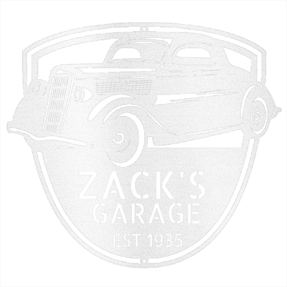 White / 12 1935 Ford Coupe Garage Sign