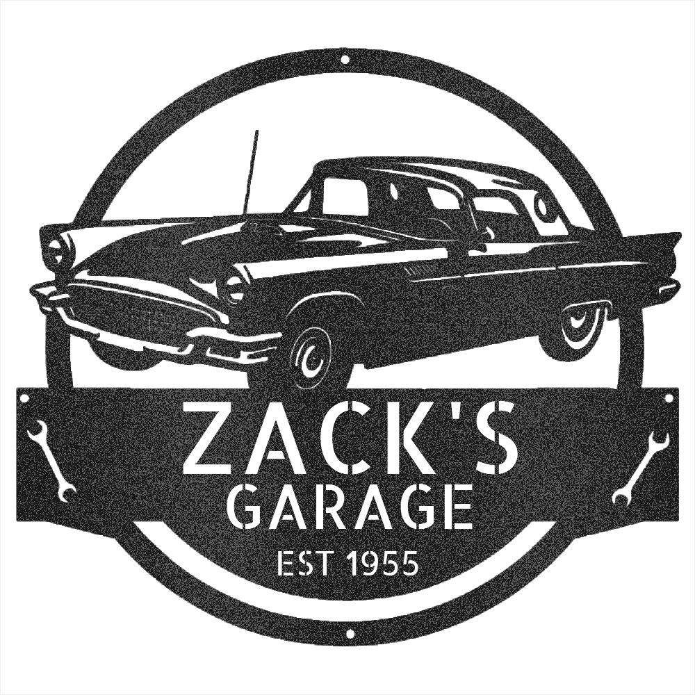 Black / 12 1955 Ford Thunderbird Garage Sign – Personalized Metal Garage Decor