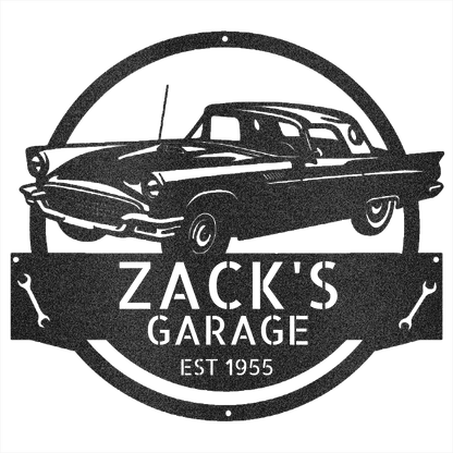 Black / 12 1955 Ford Thunderbird Garage Sign – Personalized Metal Garage Decor