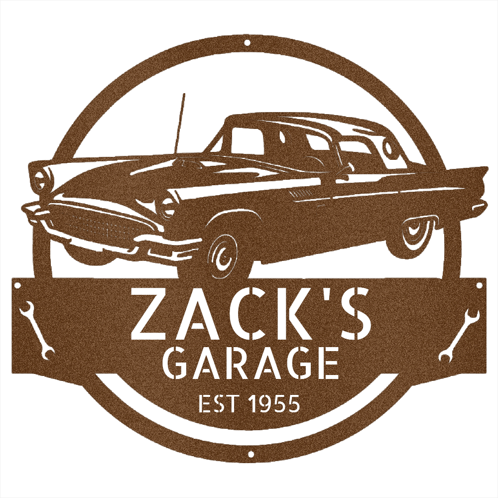 Copper / 12 1955 Ford Thunderbird Garage Sign – Personalized Metal Garage Decor