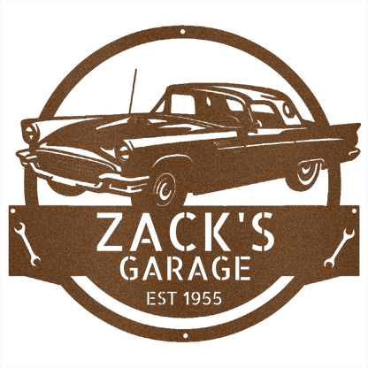 Copper / 12 1955 Ford Thunderbird Garage Sign – Personalized Metal Garage Decor