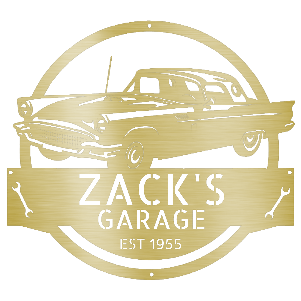 Gold / 12 1955 Ford Thunderbird Garage Sign – Personalized Metal Garage Decor