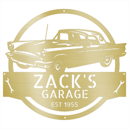 Gold / 12 1955 Ford Thunderbird Garage Sign – Personalized Metal Garage Decor