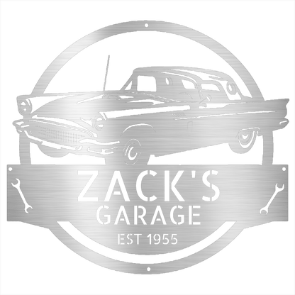 Silver / 12 1955 Ford Thunderbird Garage Sign – Personalized Metal Garage Decor