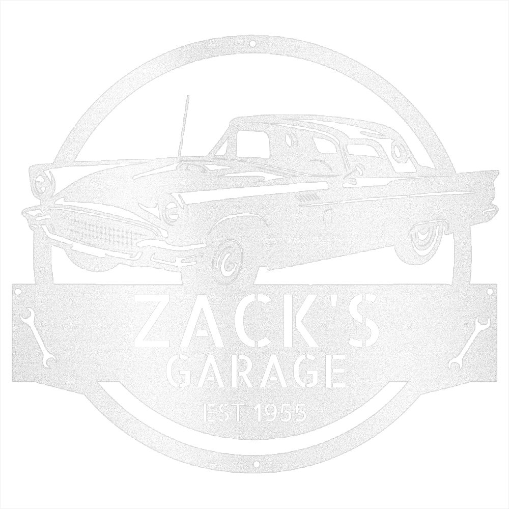 White / 12 1955 Ford Thunderbird Garage Sign – Personalized Metal Garage Decor