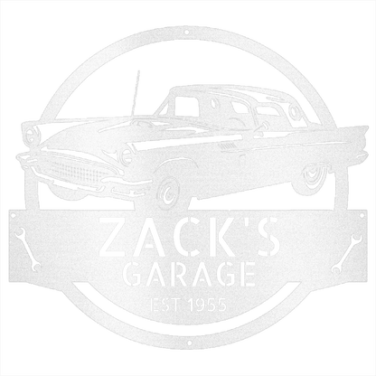 White / 12 1955 Ford Thunderbird Garage Sign – Personalized Metal Garage Decor