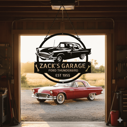1955 Ford Thunderbird Garage Sign – Personalized Metal Garage Decor