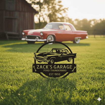 1955 Ford Thunderbird Garage Sign – Personalized Metal Garage Decor