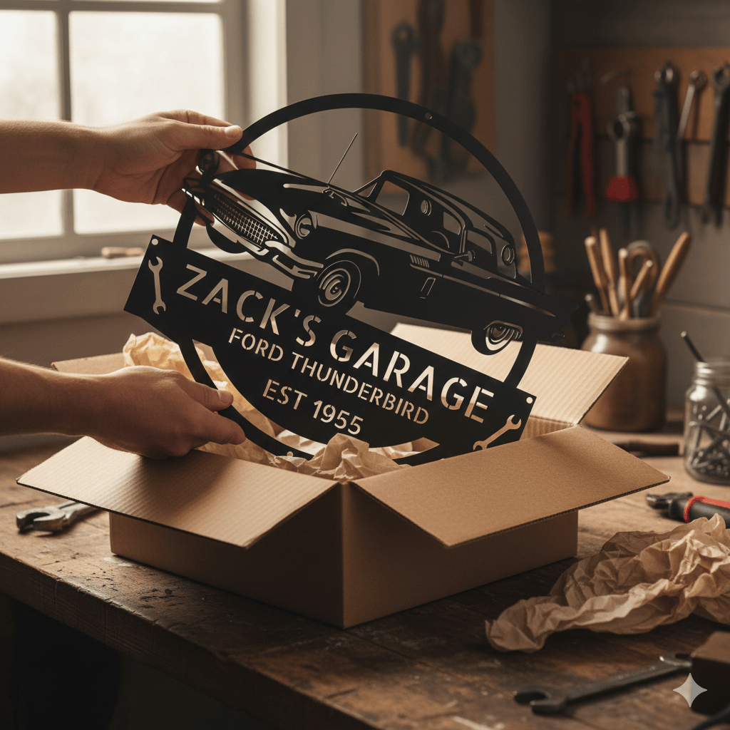 1955 Ford Thunderbird Garage Sign – Personalized Metal Garage Decor