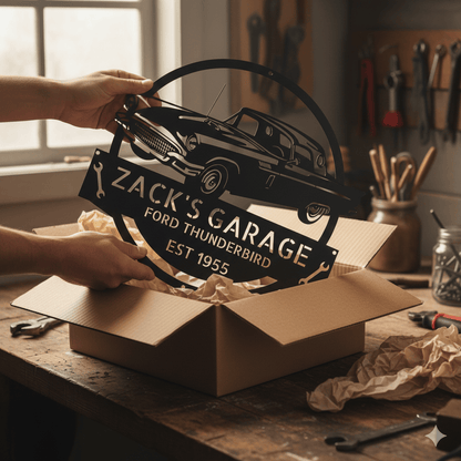 1955 Ford Thunderbird Garage Sign – Personalized Metal Garage Decor