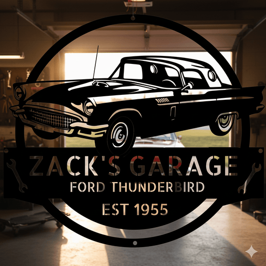 1955 Ford Thunderbird Garage Sign – Personalized Metal Garage Decor