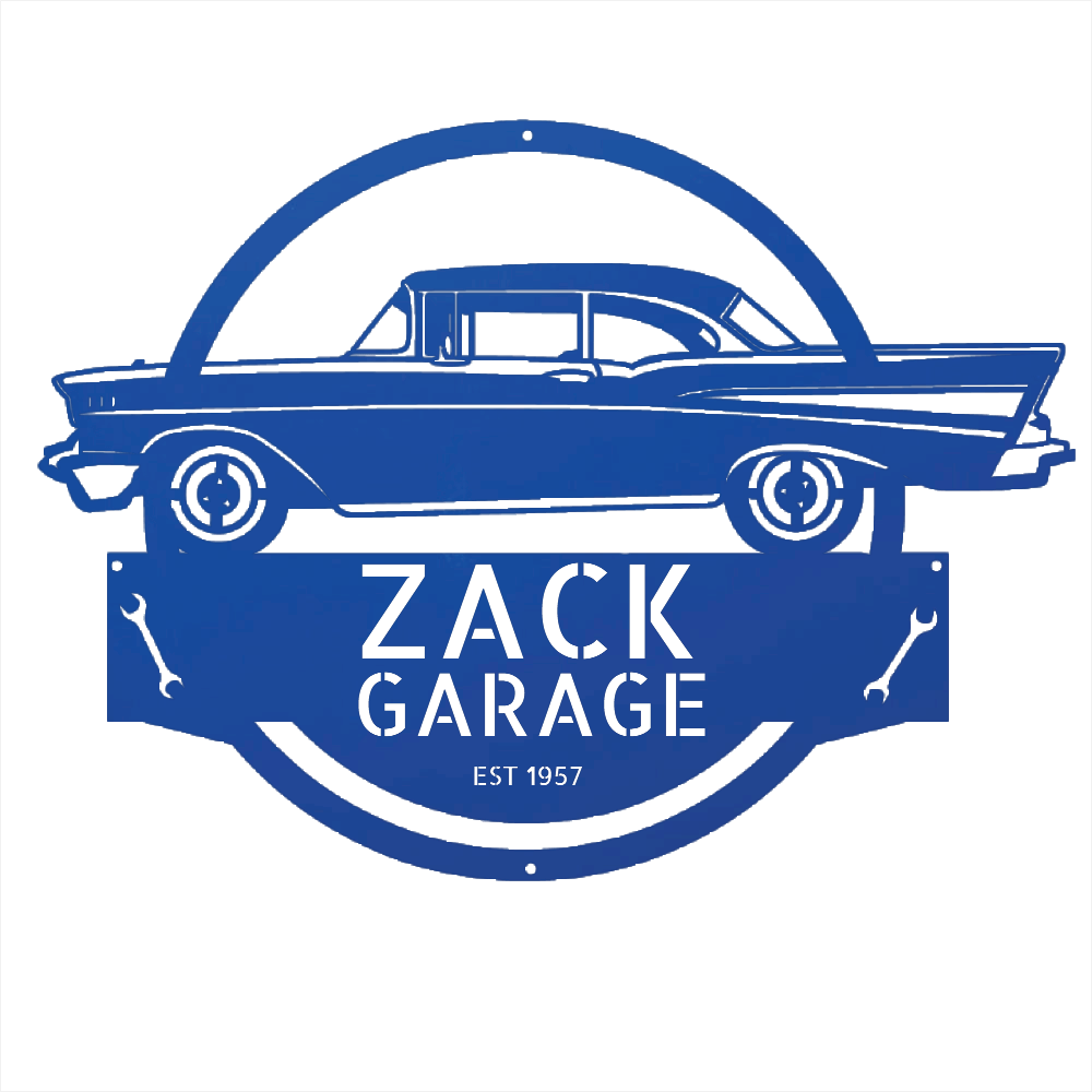 Blue / 12 1957 Bel Air Garage Sign – Personalized Metal Classic Car Wall Art for Dad’s Workshop
