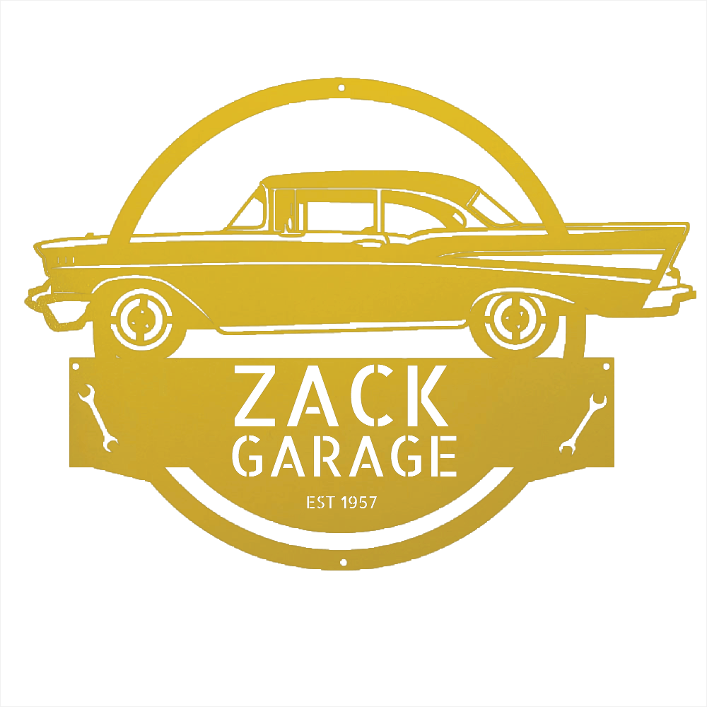 Yellow / 12 1957 Bel Air Garage Sign – Personalized Metal Classic Car Wall Art for Dad’s Workshop