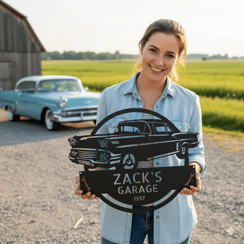 Black / 12 1958 Chevrolet Impala Garage Sign