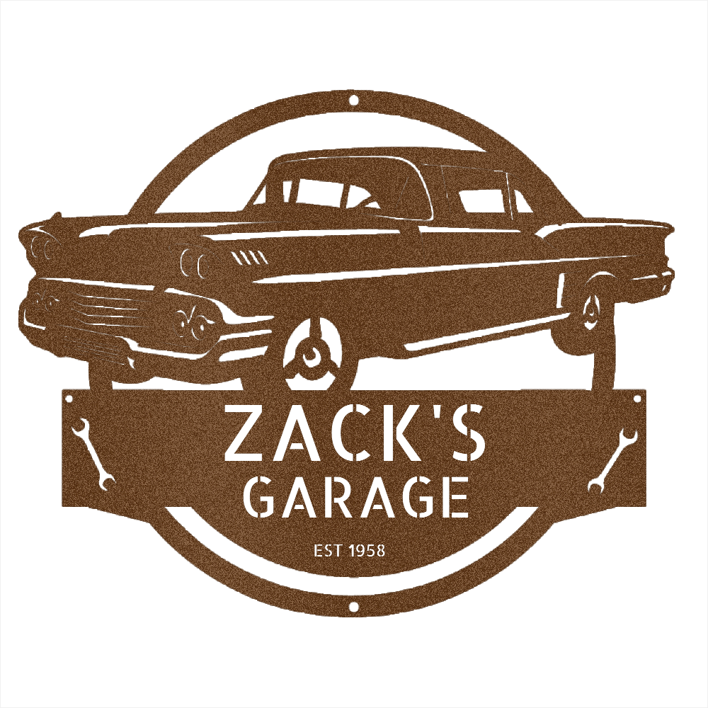 Copper / 12 1958 Chevrolet Impala Garage Sign
