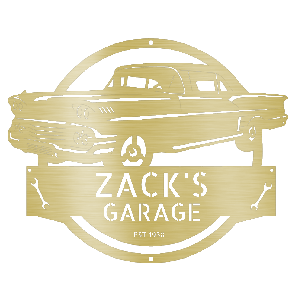 Gold / 12 1958 Chevrolet Impala Garage Sign
