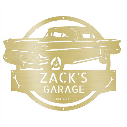 Gold / 12 1958 Chevrolet Impala Garage Sign
