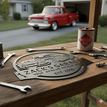 1958 Chevy Apache Metal Sign – Personalized Garage Wall Art for Dad