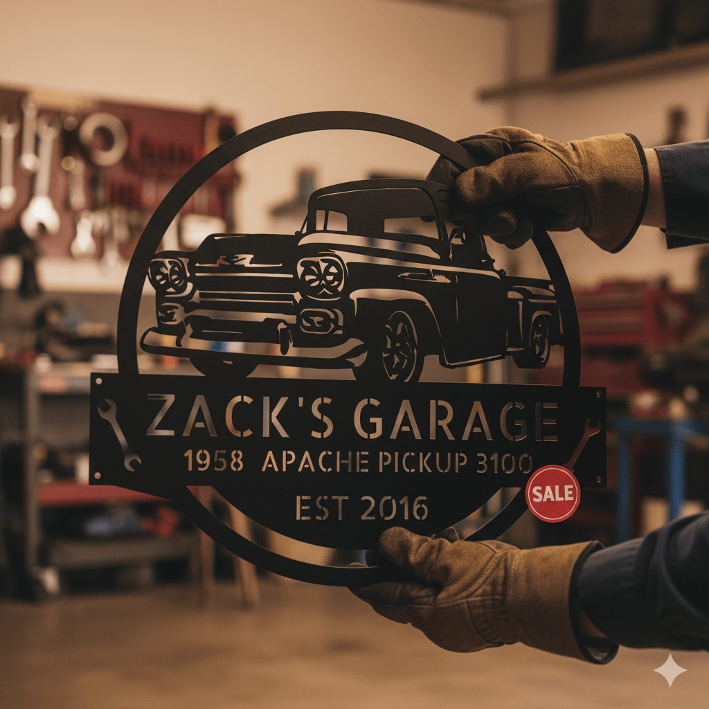 1958 Chevy Apache Metal Sign – Personalized Garage Wall Art for Dad