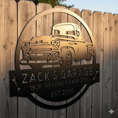 1958 Chevy Apache Metal Sign – Personalized Garage Wall Art for Dad