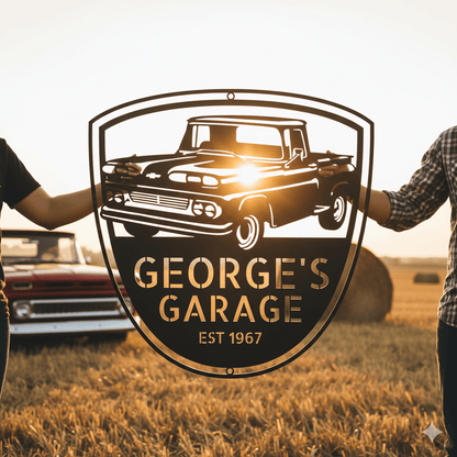 1960 Chevy C10 Metal Garage Sign | Personalized Classic Truck Wall Art – Gift for Dad or Collectors
