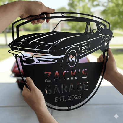 Black / 12 1963 Corvette Stingray Garage Sign