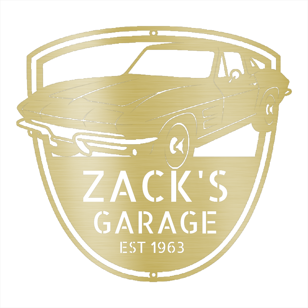 Gold / 12 1963 Corvette Stingray Garage Sign