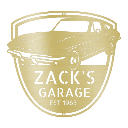 Gold / 12 1963 Corvette Stingray Garage Sign